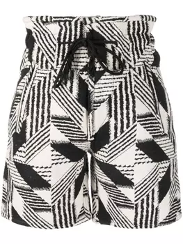 Marant toile шорты с завышенной талией и графичным принтом, черный