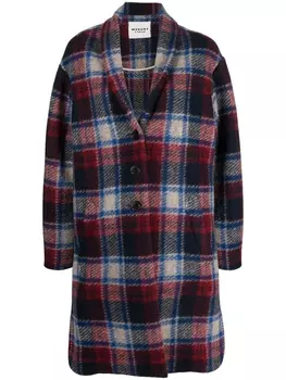 Marant toile single-breasted checked coat, синий
