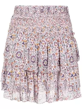 Marant toile юбка мини Hilari с цветочным принтом и сборками, розовый