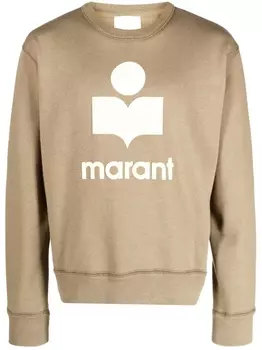 Marant толстовка в рубчик с логотипом, зеленый