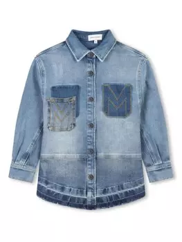Marc Jacobs Kids джинсовая рубашка в технике пэчворк, синий
