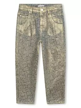 Marc Jacobs Kids джинсы с эффектом потертости и логотипом, золотистый