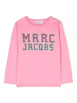 Marc Jacobs Kids футболка с длинными рукавами и логотипом, розовый