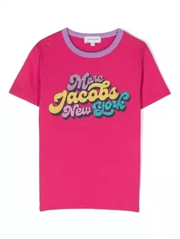 Marc Jacobs Kids футболка с логотипом и блестками, розовый