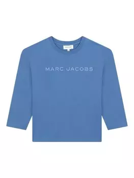 Marc Jacobs Kids футболка с логотипом и прорезиненным покрытием, синий