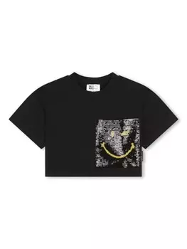 Marc Jacobs Kids футболка с пайетками, черный