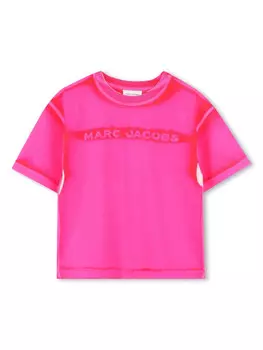 Marc Jacobs Kids футболка с вышитым логотипом, розовый