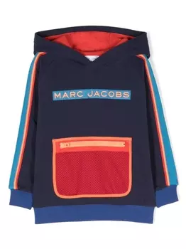Marc Jacobs Kids худи в стиле колор-блок с логотипом, синий