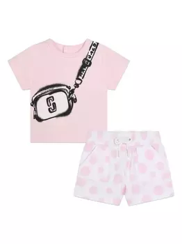Marc Jacobs Kids комплект из футболки и шортов с графичным принтом, розовый