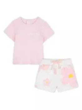 Marc Jacobs Kids комплект из футболки и шортов с цветочным принтом, розовый