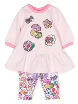 Marc Jacobs Kids комплект из платья и брюк с графичным принтом, розовый