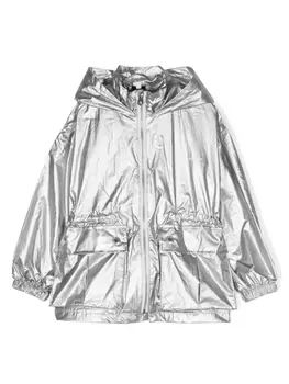 Marc Jacobs Kids куртка с капюшоном и логотипом, серебристый
