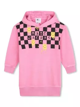 Marc Jacobs Kids платье-худи в клетку, розовый
