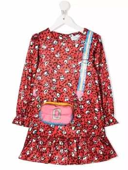 Marc Jacobs Kids платье с длинными рукавами и логотипом, красный