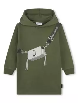 Marc Jacobs Kids платье с капюшоном и принтом, зеленый