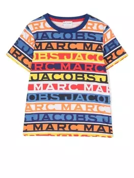 Marc Jacobs Kids полосатая футболка с логотипом, синий