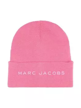 Marc Jacobs Kids шапка бини в рубчик с логотипом, розовый