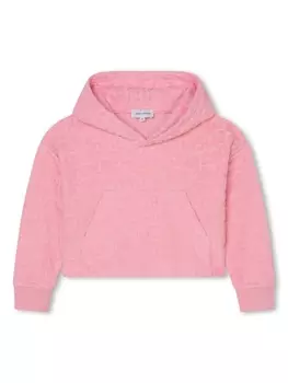 Marc Jacobs Kids укороченное худи с жаккардовым логотипом, розовый