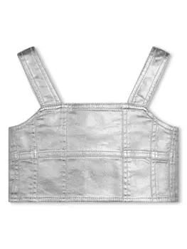 Marc Jacobs Kids укороченный топ с эффектом металлик, серебристый