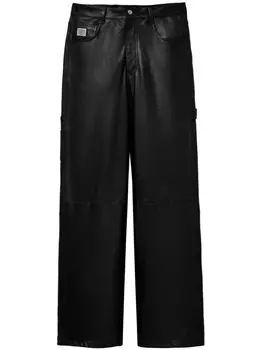 Marc Jacobs кожаные брюки широкого кроя, черный