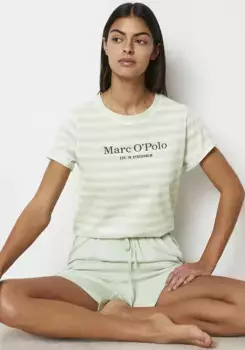 Marc O'Polo Пижама (2 шт.), с верхом в ажурную полоску, однотонные брюки, зеленый