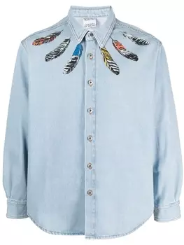 Marcelo Burlon County of Milan джинсовая рубашка с графичным принтом, синий