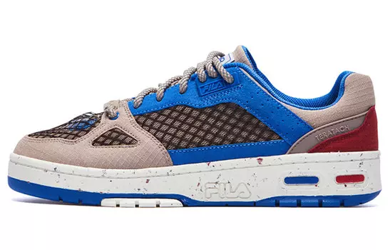 Marcelo Burlon County Of Milan X FILA FUSION Marcelo Burlon Collaboration Collection Vintage Basketball Shoes Men Low-top Stucco Brown/navy Blue