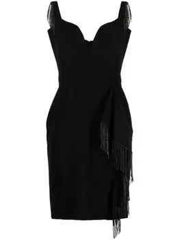 Marchesa Notte платье мини с бахромой, черный