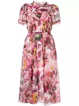 Marchesa Rosa платье миди Sedum с цветочным принтом, розовый