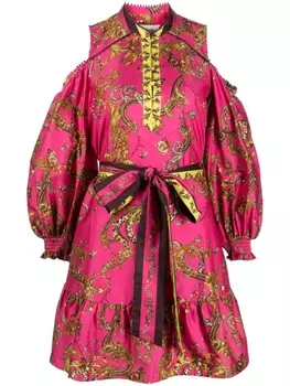 Marchesa Rosa платье мини Iris с поясом и цветочным принтом, розовый