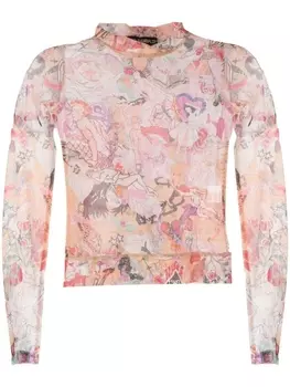 Marco Rambaldi полупрозрачная футболка с длинными рукавами, оранжевый