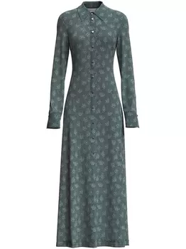 Margherita Maccapani длинное платье-рубашка Andre с монограммой, зеленый