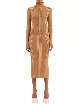 Mari Женская юбка-карандаш с боковыми разрезами French Connection, цвет tobacco brown multi