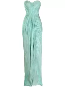Maria Lucia Hohan плиссированное платье Caly без бретелей, зеленый