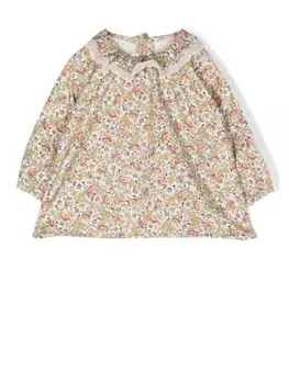 Mariella Ferrari блузка с оборками и цветочным принтом, нейтральный цвет