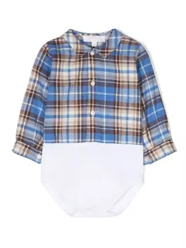 Mariella Ferrari клетчатое боди с длинными рукавами, синий