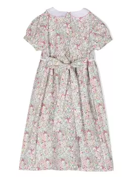 Mariella Ferrari платье с цветочным принтом и бантом, белый