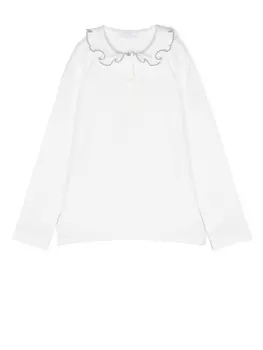 Mariella Ferrari топ с оборками и длинными рукавами, белый