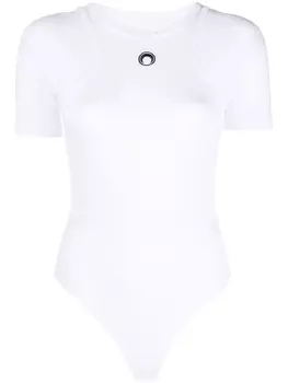 Marine Serre боди из органического хлопка с логотипом, белый