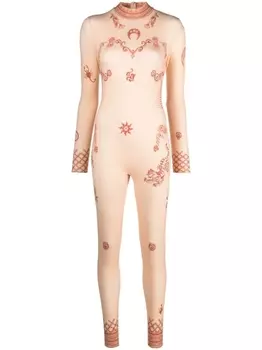 Marine Serre боди Regenerated с принтом, нейтральный цвет