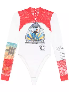 Marine Serre боди с кружевом, белый