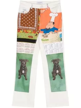 Marine Serre брюки прямого кроя с принтом, серый