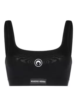 Marine Serre бюстгальтер с нашивкой-логотипом, черный