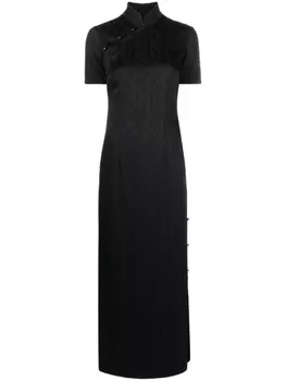 Marine Serre длинное платье с узором Moon, черный