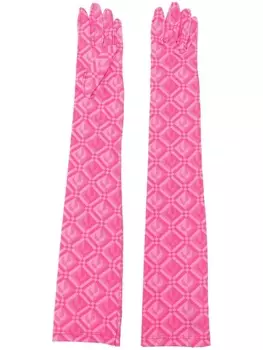 Marine Serre длинные перчатки Moon Diamant, розовый