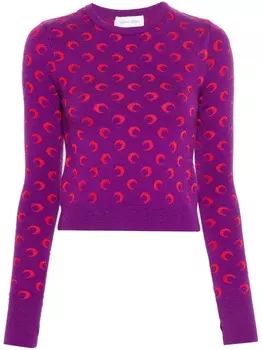 Marine Serre джемпер с узором Moonogram, фиолетовый