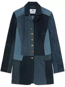 Marine Serre джинсовое платье мини в технике пэчворк, синий