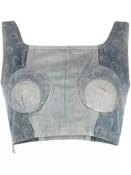 Marine Serre джинсовый топ-бюстье, синий