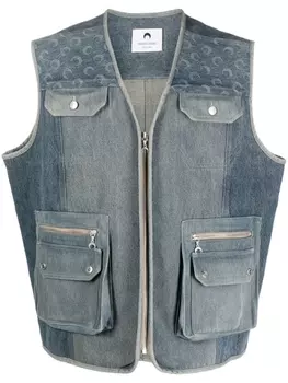 Marine Serre джинсовый жилет Regenerated с принтом Moon, синий