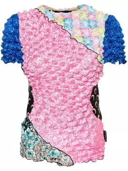 Marine Serre футболка Popcorn в технике пэчворк, черный